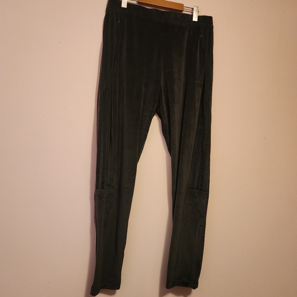 Adidas Tiro Cut 3-Stripes Velour Track Pants Black High Rise Velvet Corduroy L - Picture 4 of 11